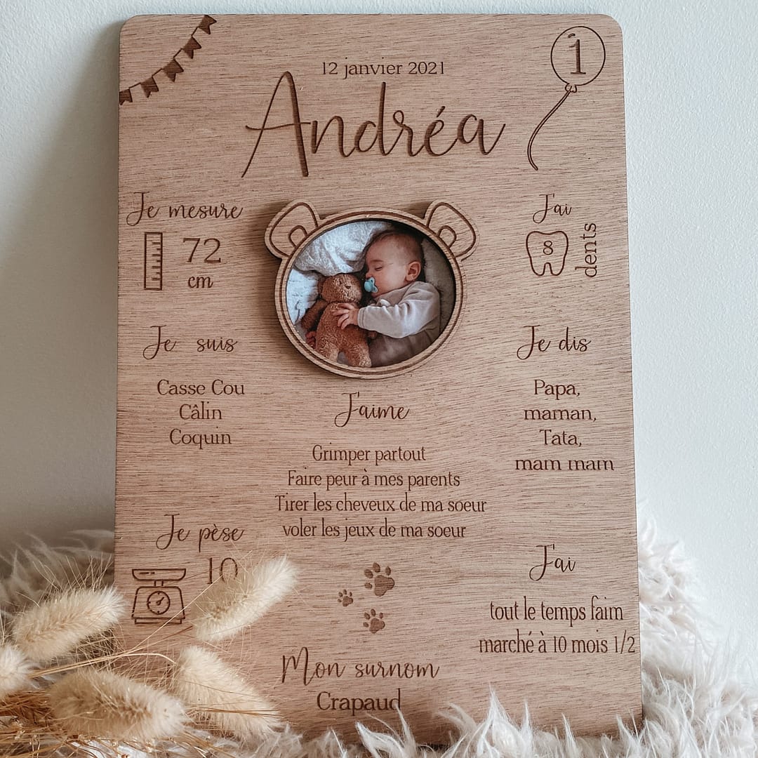 Affiche en bois Ourson