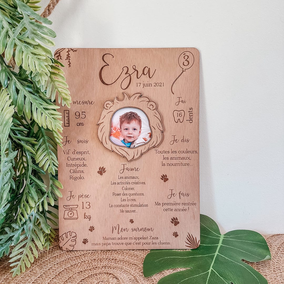 Affiche en bois Lion