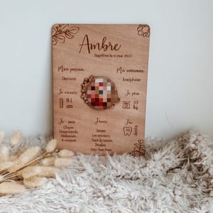 Affiche en bois Eucalyptus Bapteme