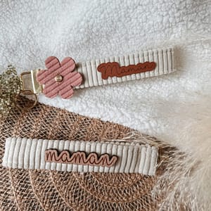 Porte clé Velours Fleuris