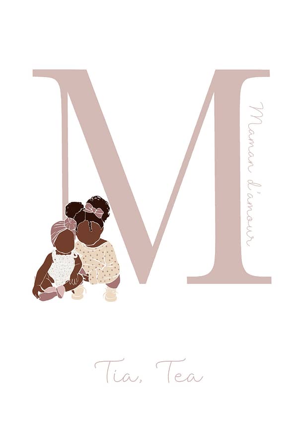 Affiche Maman ou Papa d'amour 2 enfants